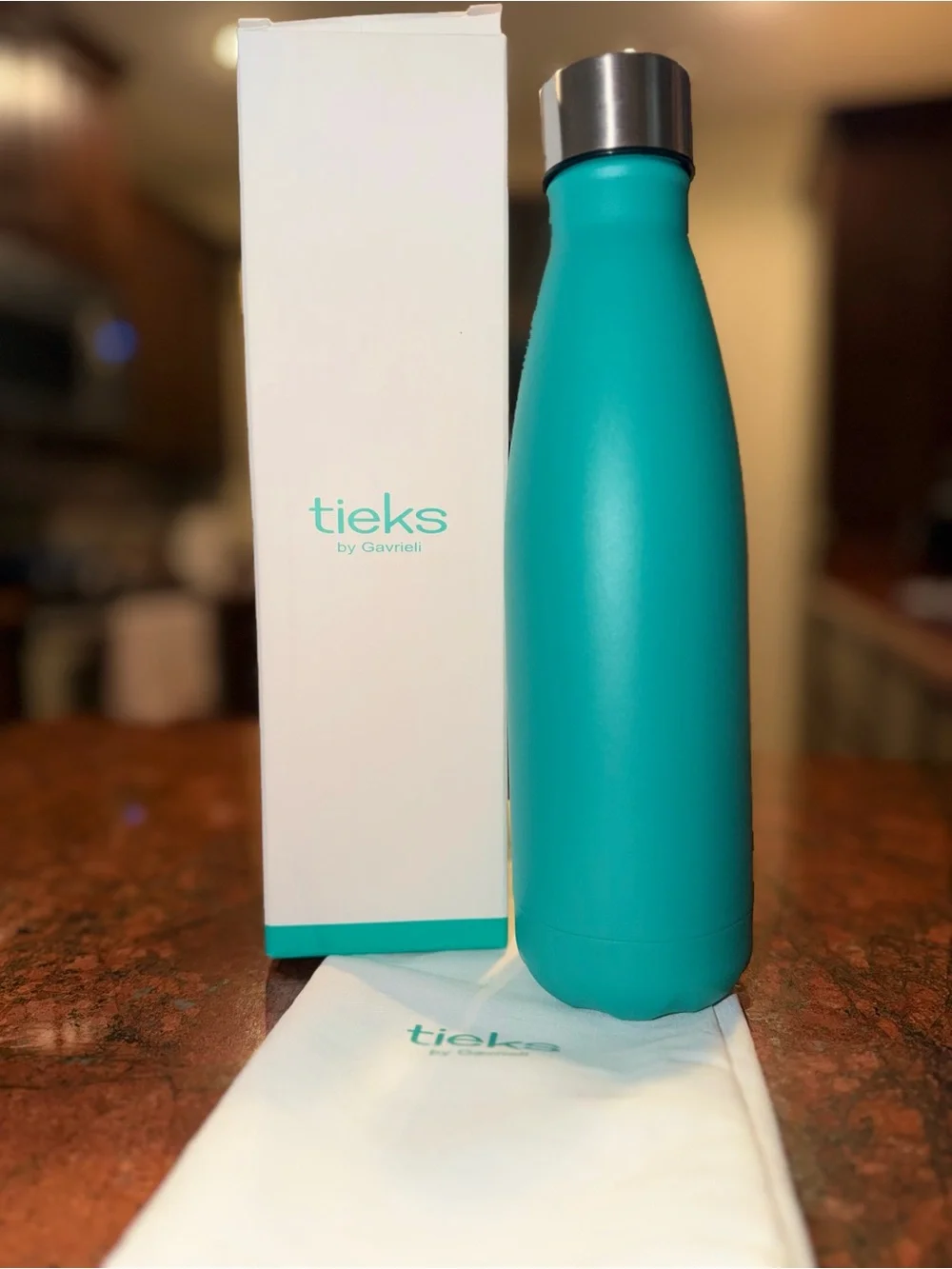 Tieks Teal Insulated Stainless Bottle with Silver Cap